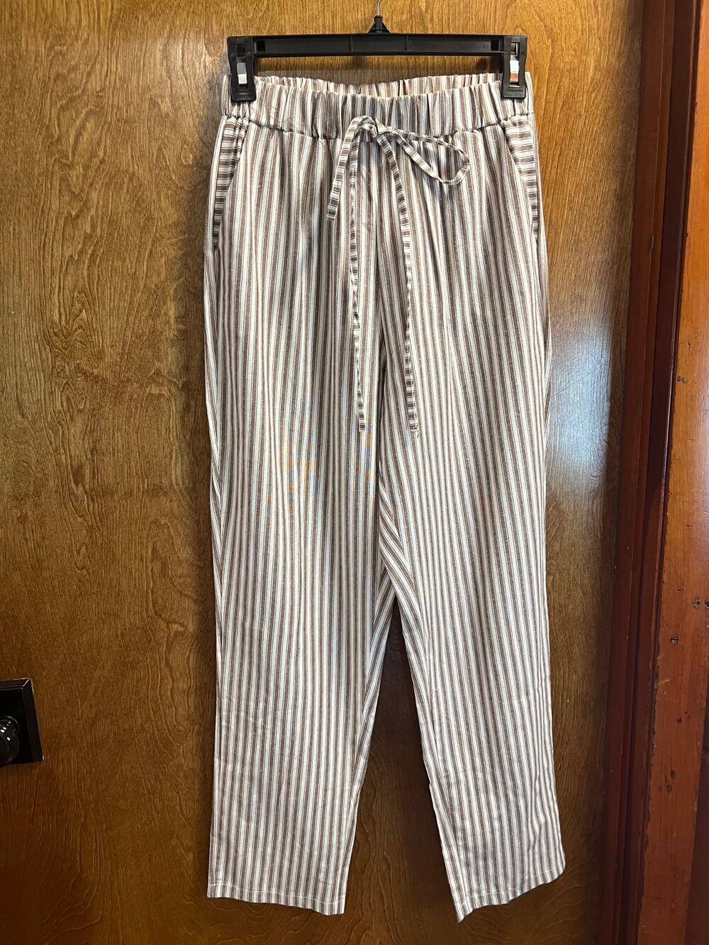 Mauritius Striped Cream & Brown Pants sze S